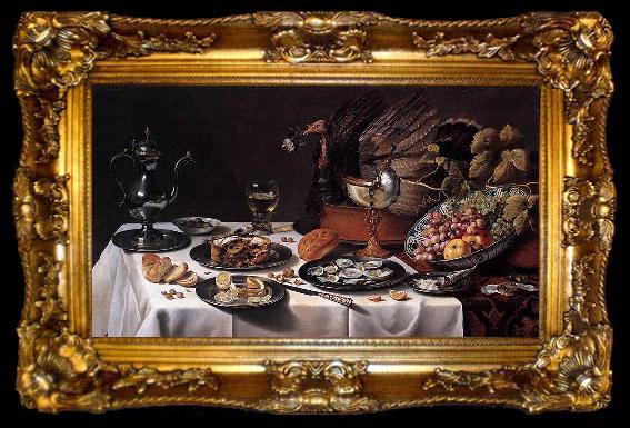 framed  Pieter Claesz Still Life with Turkey Pie, ta009-2